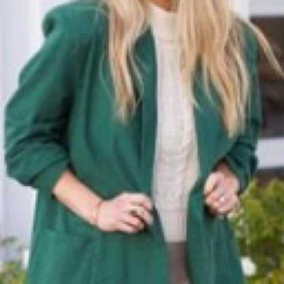 Jackets & Blazers - Sz S The Foxy Kind 100% Cotton Forest Green Oversized Blazer 69716
